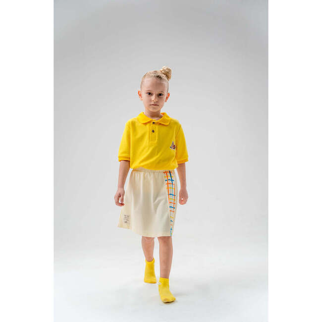 Plaid Trim Cotton Skirt, Beige - Skirts - 2