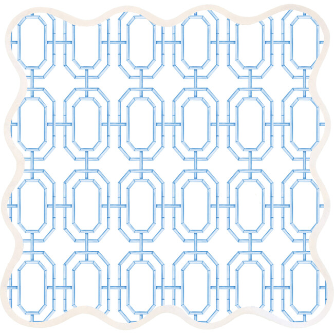 Square Scalloped Placemats, Blue Bamboo