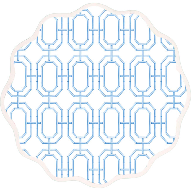 Round Scalloped Placemats, Blue Bamboo