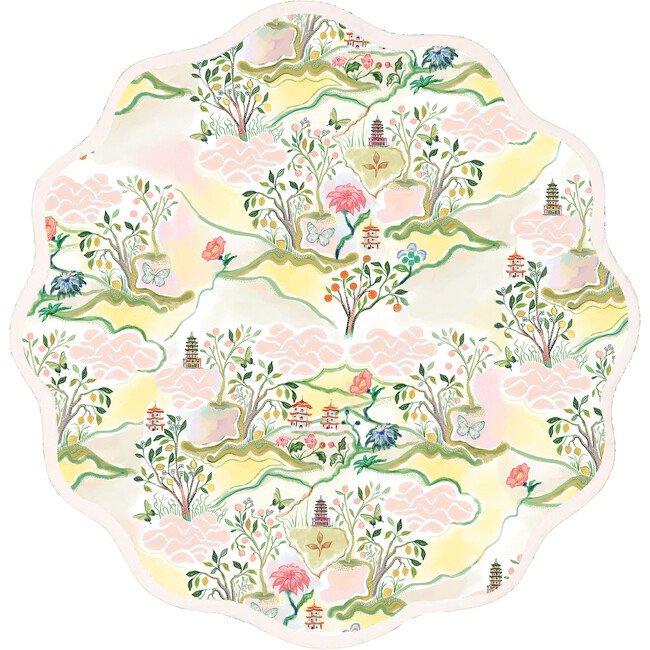 Round Scalloped Placemats, Pink Pagoda