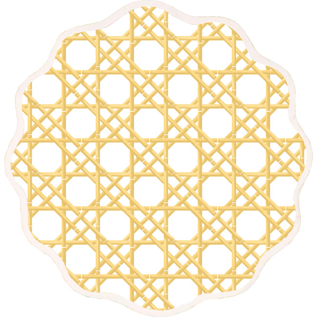 Round Scalloped Placemats, Gold Cane