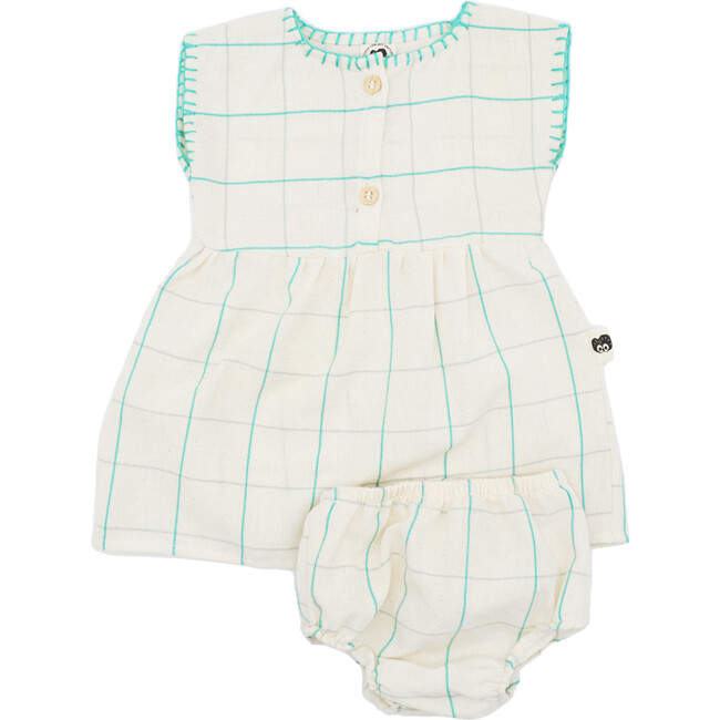 Addie Checked Front Buttoned Dress, Sand Jade