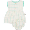 Addie Baby Checked Front Buttoned Dress Set, Sand Jade - Rompers - 1 - thumbnail