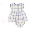 Addie Baby Checked Front Buttoned Dress, Blue Hydrangea - Rompers - 1 - thumbnail