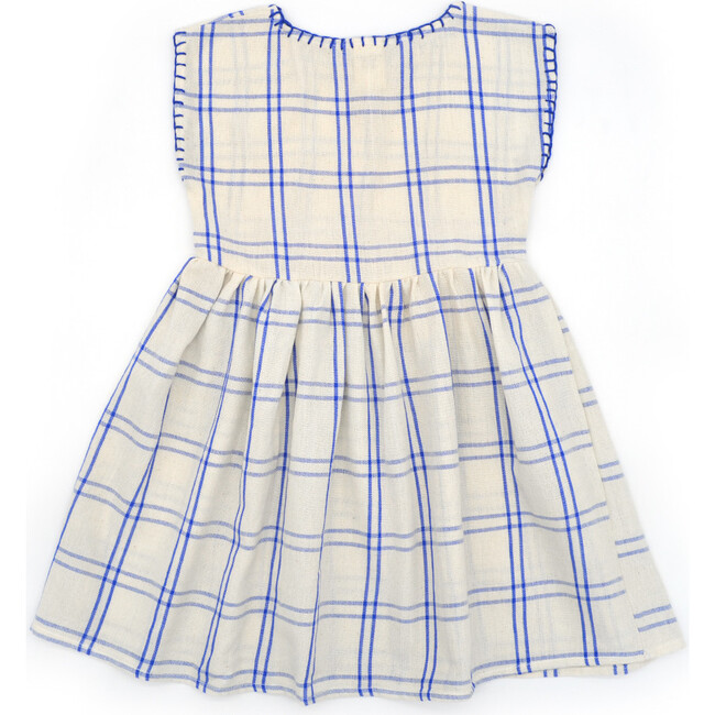 Addie Checked Front Buttoned Dress, Blue Hydrangea - Dresses - 3