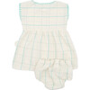 Addie Baby Checked Front Buttoned Dress Set, Sand Jade - Rompers - 3