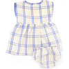 Addie Baby Checked Front Buttoned Dress, Blue Hydrangea - Rompers - 3