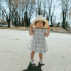 Addie Baby Checked Front Buttoned Dress, Blue Hydrangea - Rompers - 4