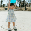 Addie Baby Checked Front Buttoned Dress, Blue Hydrangea - Rompers - 5