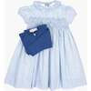 Moohren Hand-Smocked Dress, Mini Floral Blue - Dresses - 3