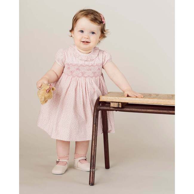 Moohren Hand-Smocked Dress, Mini Floral Pink - Dresses - 2