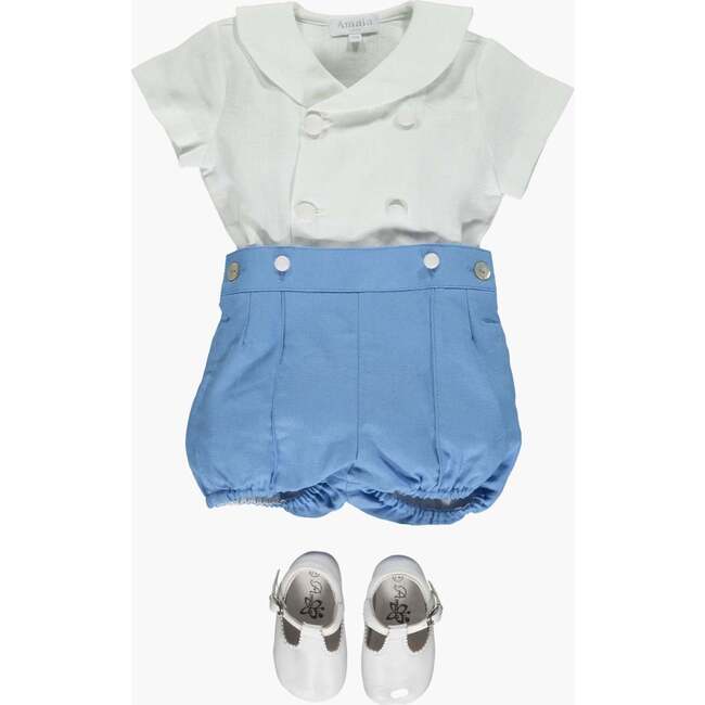 Basil Baby Set, Blue Linen - Rompers - 3