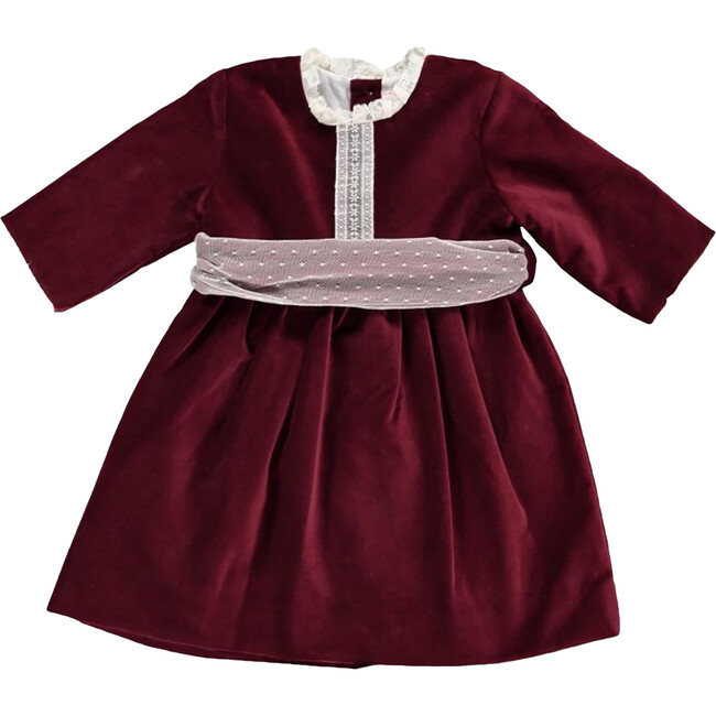 Camille Dress Velvet, Burgundy - Dresses - 1