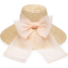 Women's Mirabel Straw Wide Brim Sunhat, Natural/Blush Organza - Hats - 1 - thumbnail