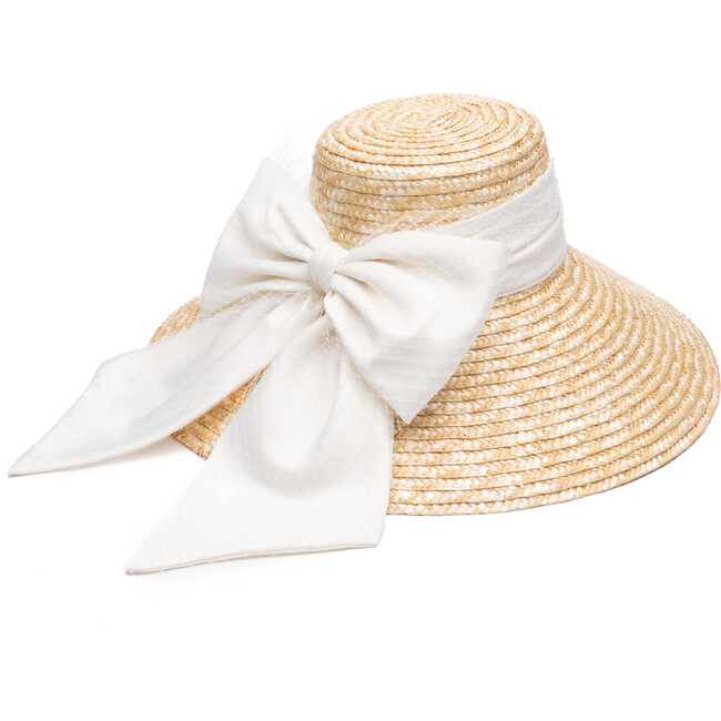 Women's Mirabel Straw Wide Brim Sunhat, Natural And Ivory