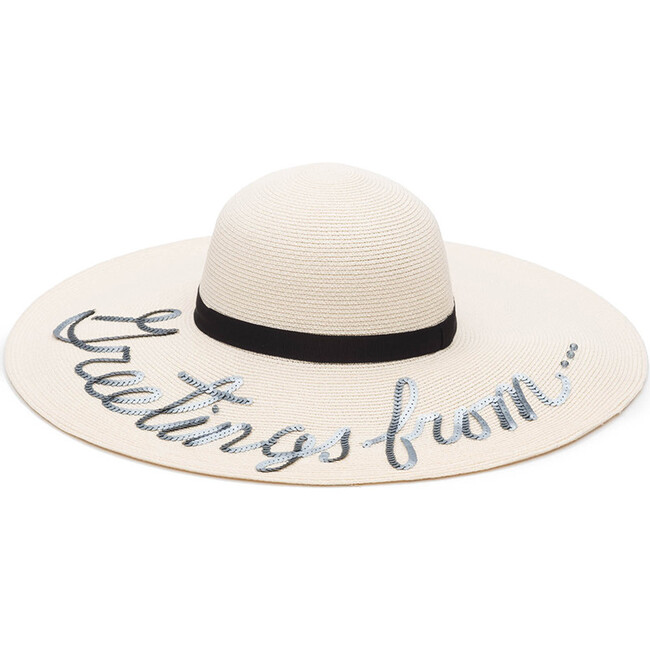 Women's Bunny Sunhat With Grosgrain Band, Ivory And Black