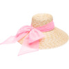 Women's Mirabel Ruched Band Sunhat, Natural/Pink Organza - Hats - 1 - thumbnail