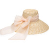 Women's Mirabel Straw Wide Brim Sunhat, Natural/Blush Organza - Hats - 2