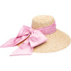 Women's Mirabel Satin Ruched Band Sunhat, Natural/Bubblegum Pink - Hats - 1 - thumbnail