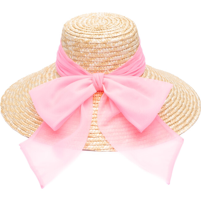 Women's Mirabel Ruched Band Sunhat, Natural/Pink Organza - Hats - 2