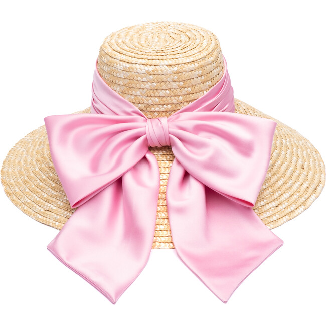 Women's Mirabel Satin Ruched Band Sunhat, Natural/Bubblegum Pink - Hats - 2