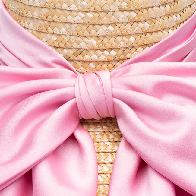 Women's Mirabel Satin Ruched Band Sunhat, Natural/Bubblegum Pink - Hats - 3