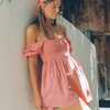 Women's Marcela Pull On Style Puff Sleeve Midi Dress, Coral - Dresses - 2