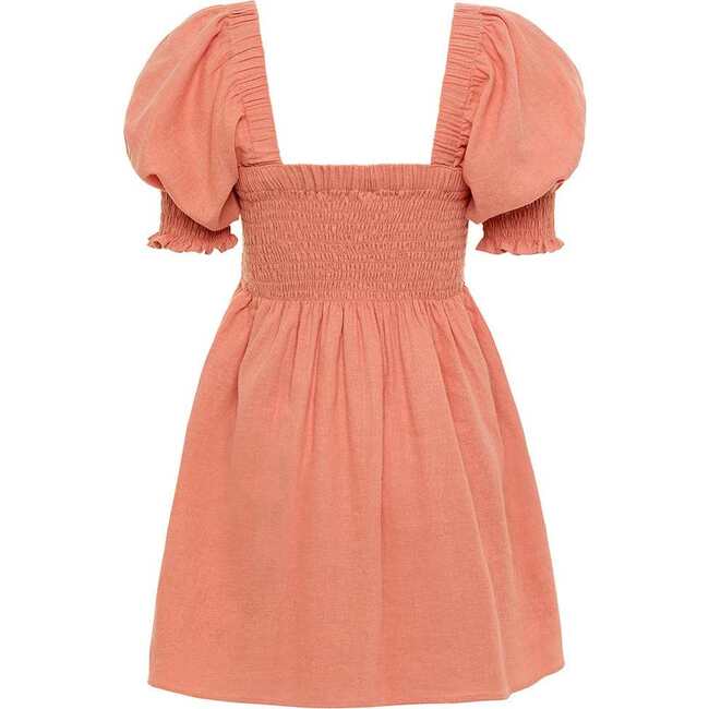 Women's Marcela Pull On Style Puff Sleeve Midi Dress, Coral - Dresses - 3