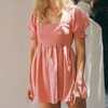 Women's Marcela Pull On Style Puff Sleeve Midi Dress, Coral - Dresses - 5