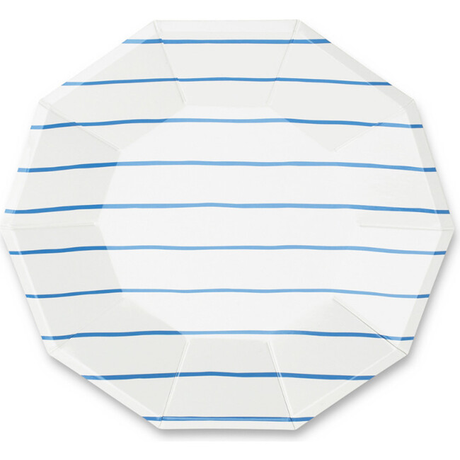 Cobalt Frenchie Striped Large Plate