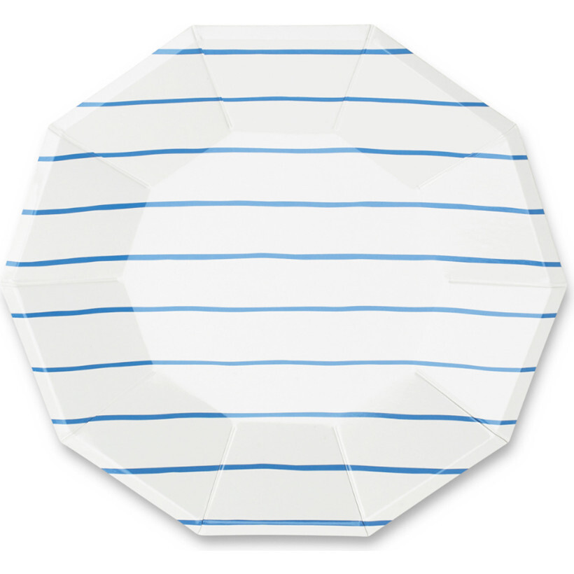 Cobalt Frenchie Striped Large Plate - Party - 1