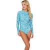 Women's Riley Floral Print One-Piece Swimsuit, Dark Aqua Floral - One Pieces - 1 - thumbnail