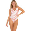 Women's Laurel Floral Print One-Piece Swimsuit, Magnolia - One Pieces - 1 - thumbnail