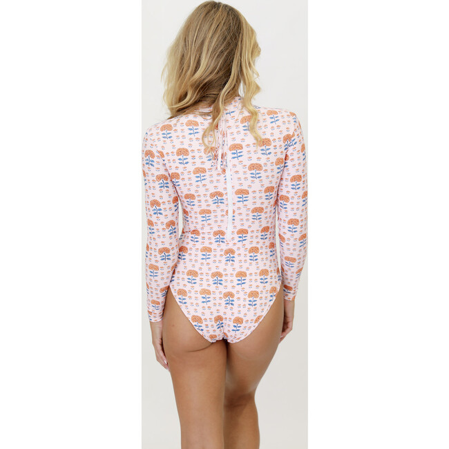 Women's Riley Block Print One-Piece Swimsuit, Coral - One Pieces - 2