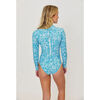 Women's Riley Floral Print One-Piece Swimsuit, Dark Aqua Floral - One Pieces - 2