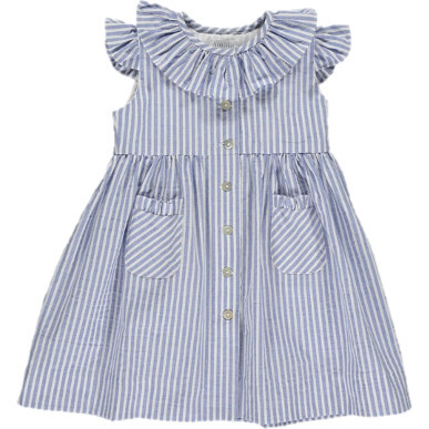Nena Loose Fit Dress, Blue Stripe - Dresses - 1