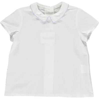 Mallard Classic Plain Shirt, White And Blue Piping