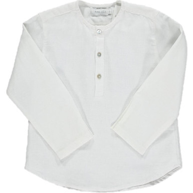 Victor Linen Long Sleeve Shirt, Off-White - Shirts - 1