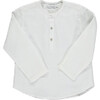Victor Linen Long Sleeve Shirt, Off-White - Shirts - 1 - thumbnail
