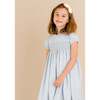 Malena Embroidered Scalloped Collar Puff Sleeve Dress, Blue - Dresses - 2