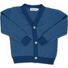 Sous-Marin Cotton V-Neck Cardigan, Blue - Sweaters - 1 - thumbnail