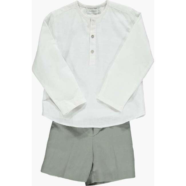 Victor Linen Long Sleeve Shirt, Off-White - Shirts - 2