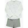 Victor Linen Long Sleeve Shirt, Off-White - Shirts - 2 - thumbnail
