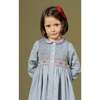 Aria Long Sleeve Hand-Smocked Dress, Blue Mini Houndstone - Dresses - 2