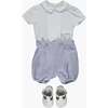 Louis Front Pleated Seersucker Set, Blue - Mixed Apparel Set - 3