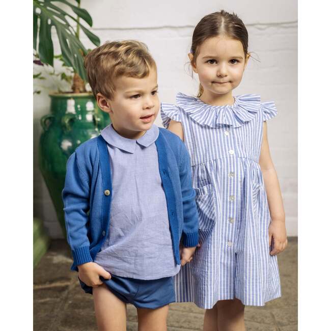 Nena Loose Fit Dress, Blue Stripe - Dresses - 4