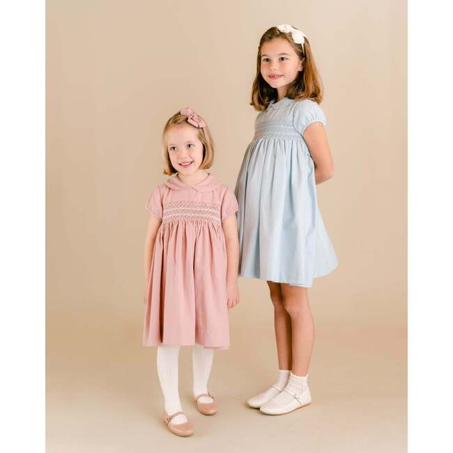 Malena Embroidered Scalloped Collar Puff Sleeve Dress, Pink - Dresses - 4