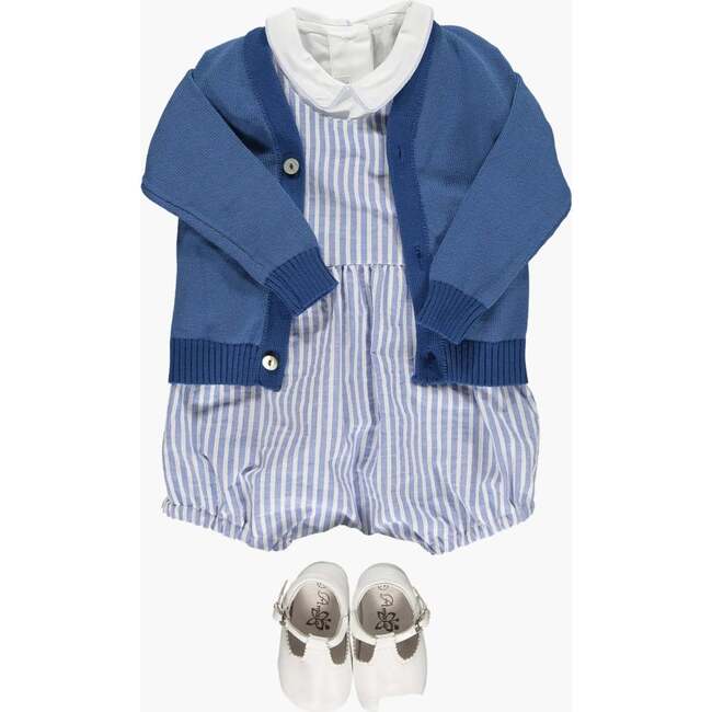 Sous-Marin Cotton V-Neck Cardigan, Blue - Sweaters - 3