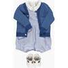 Sous-Marin Cotton V-Neck Cardigan, Blue - Sweaters - 3