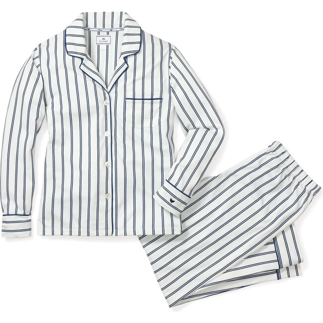 Women's Pima Cotton Pajama Set, White Stripe